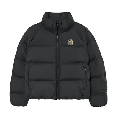 (Women) MLB Black Solid Color Puffer Jacket with High Collar and Long Sleeves. 3FDJB0136-50BKS
