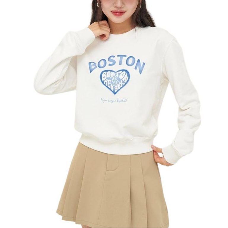 Purchase (W) MLB 奶油色圆领长袖套头卫衣。 3FMTH1144