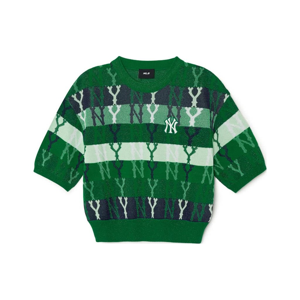 (Women) MLB  Striped Pullover Knit Sweater Green. 3FKPM0131-50GNS