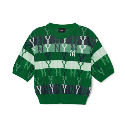 (Women) MLB Striped Pullover Knit Sweater Green. 3FKPM0131-50GNS