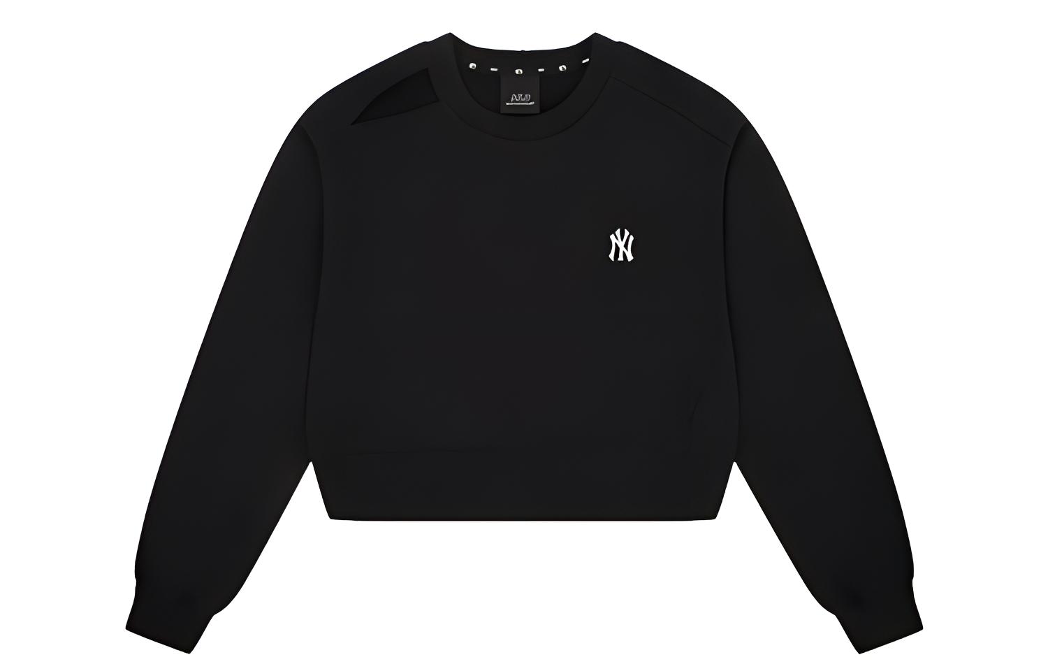 (Women) MLB Black Cropped High-Waist Casual Sports Pullover Sweatshirt 31MTW2011-50L