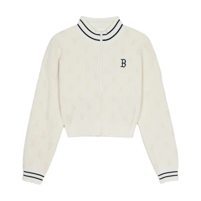 (Women) MLB Boston Red Sox Cream White Fleece Zip Jacket. 3FKCM0344-43CRS