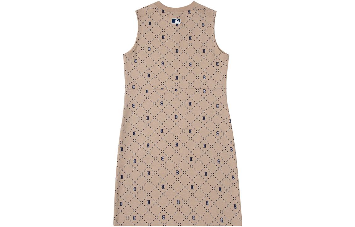 Lookbook (W) MLB 보스턴 레드삭스 로고 체크 빈티지 루즈 민소매 스포츠 드레스 카키 여성용. 3FOPM0333-43SAL