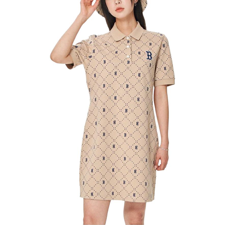 Purchase (W) MLB 보스턴 레드삭스 로고 프린트 여성 폴로 캐주얼 원피스 라이트 샌드 브라운. 3FOPM0533-43SAL