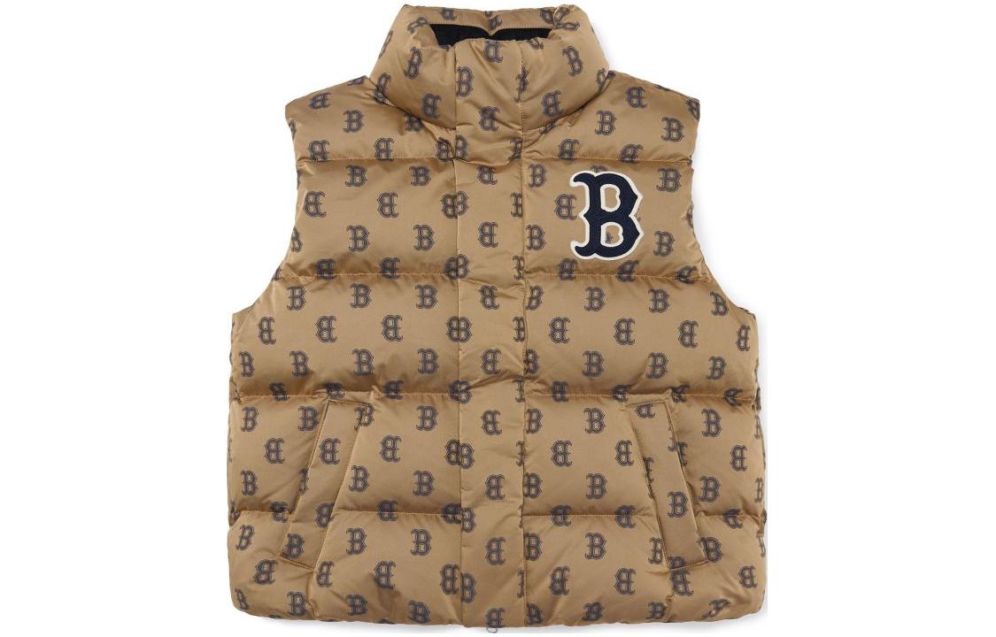 (Women) MLB Boston Red Sox Monogram Print Down Vest  Khaki. 3ADVM0226-43BGL