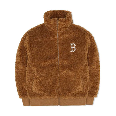 (Women) MLB Boston Red Sox Sherpa Fleece Windproof Jacket - Deep Beige 3FFDEC426-1