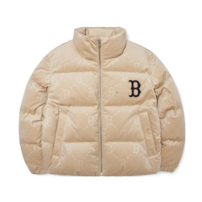(Women) MLB FW22 Beige Logo Print Puffer Jacket Short Zip-Up Women’s 3FDJM0226-43BGS
