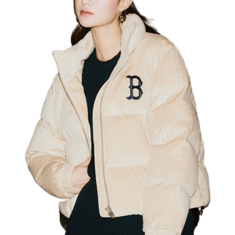 Shop (W) MLB 女士FW22米色印花标志短款拉链羽绒夹克 3FDJM0226-43BGS