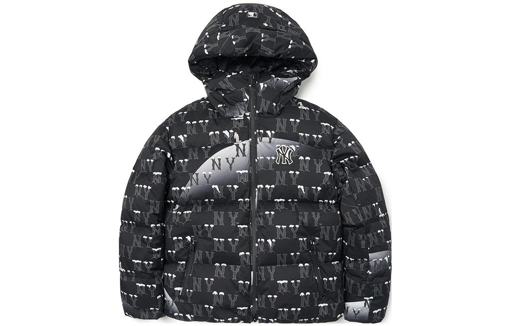 (Women) MLB FW22 New York Yankees Logo Print Hooded Down Jacket Black Women. 3FDJMS226-50BKS
