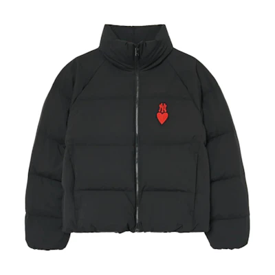 (Women) MLB FW23 Black Heart Logo Puffer Jacket with Long Sleeves. 3FDJHO136-50BKS