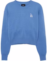 (Women) MLB Los Angeles Dodgers All-Over Print Knit Sweater Women Light Blue 3FKPM0431-07CBL (Women) MLB Los Angeles Dodgers All-Over Print Knit Sweater Women Light Blue 3FKPM0431-07CBL