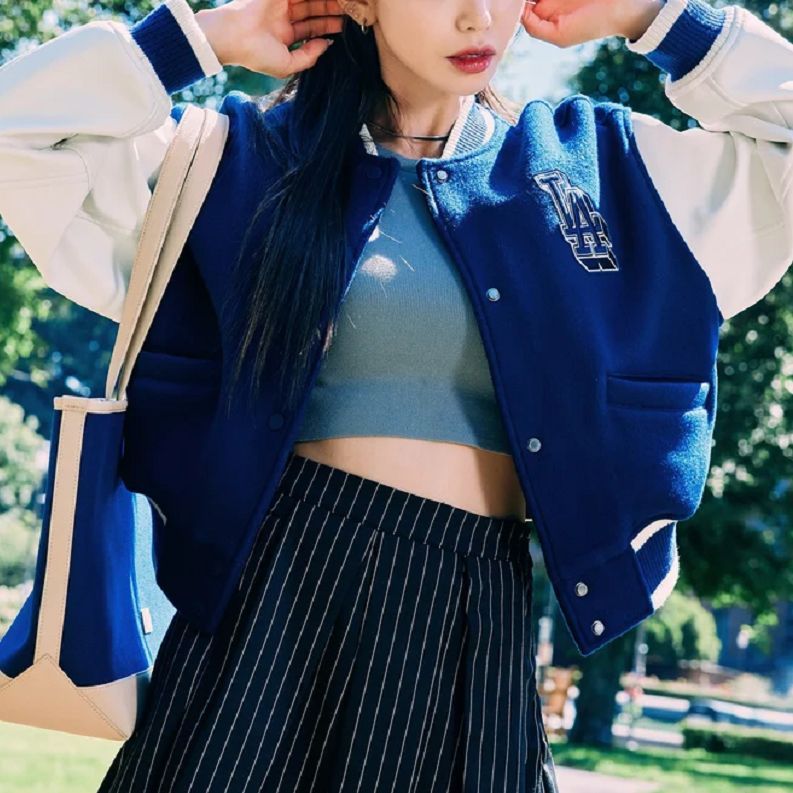 (Women) MLB Los Angeles Dodgers Colorblock Button-Up Casual Jacket Blue 3FJPV0134-07NYS 圖 4