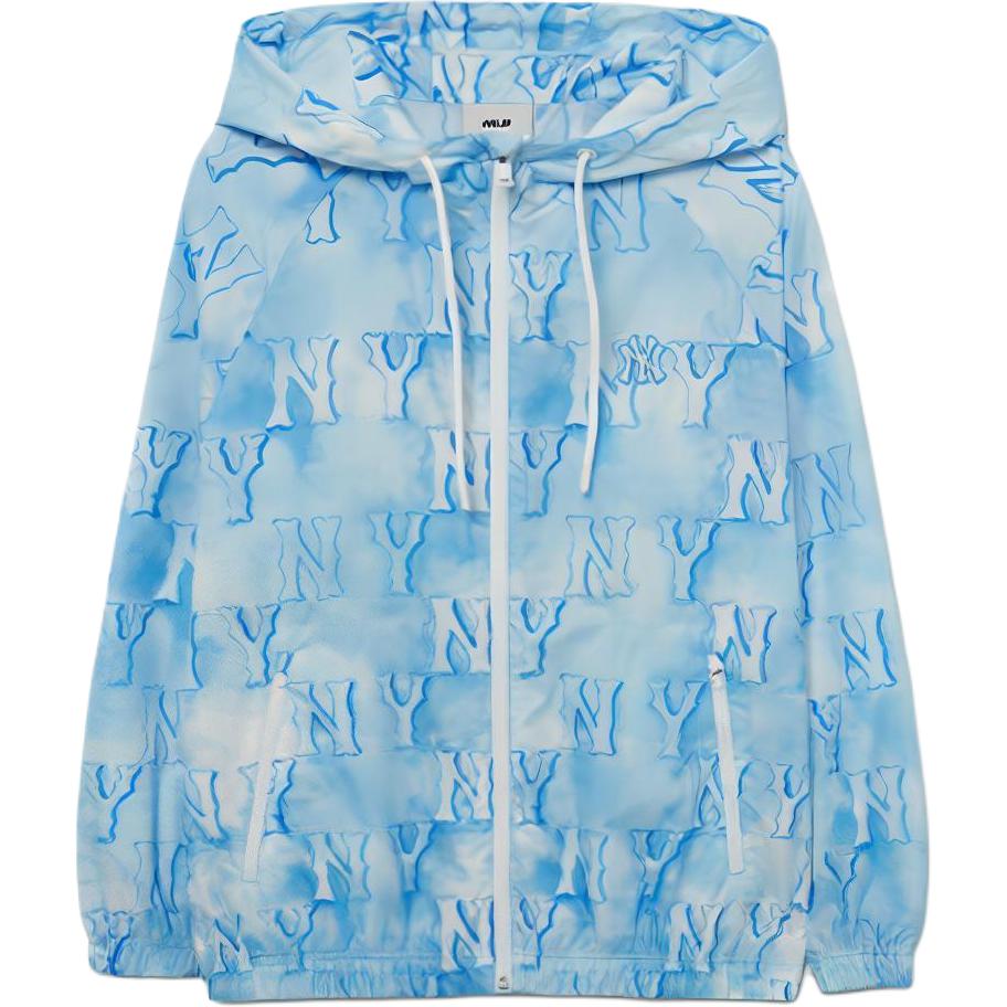 (Women) MLB Monogram New York Yankees All-Over Logo Hoodie Jacket Sky Blue 3FWJM0733-50ABS