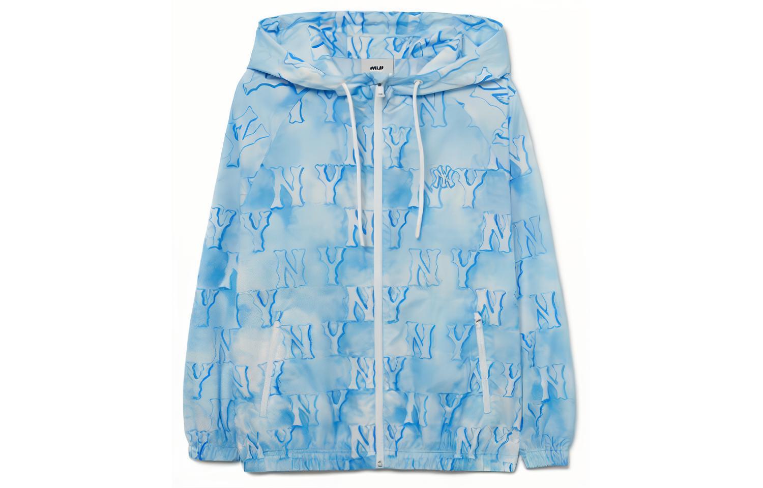 (Women) MLB Monogram New York Yankees All-Over Logo Hoodie Jacket Sky Blue 3FWJM0733-50ABS 圖 2