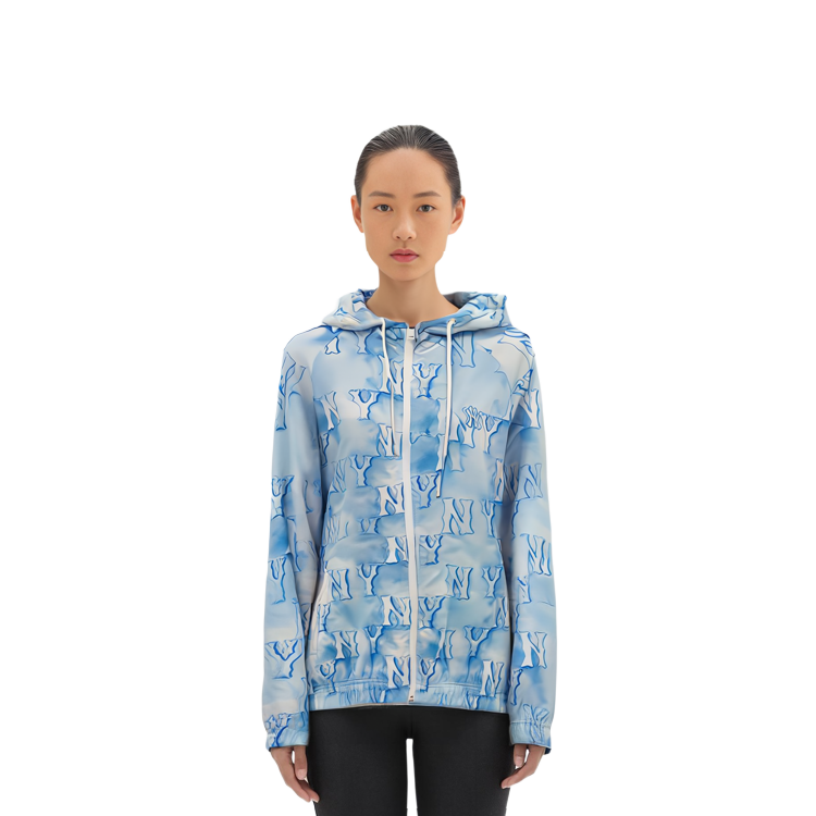 (Women) MLB Monogram New York Yankees All-Over Logo Hoodie Jacket Sky Blue 3FWJM0733-50ABS 圖 4