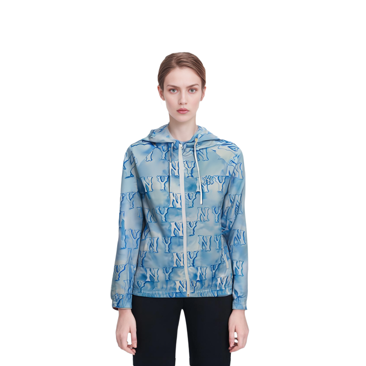 (Women) MLB Monogram New York Yankees All-Over Logo Hoodie Jacket Sky Blue 3FWJM0733-50ABS 圖 5