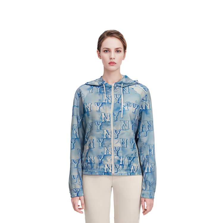 (Women) MLB Monogram New York Yankees All-Over Logo Hoodie Jacket Sky Blue 3FWJM0733-50ABS 圖 7