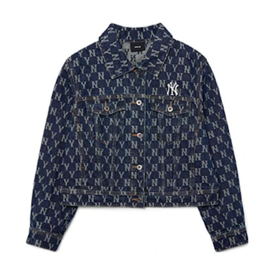 (Women) MLB Monogram Official Windproof Casual Denim Jacket Blue - . 3FDKM0321-1