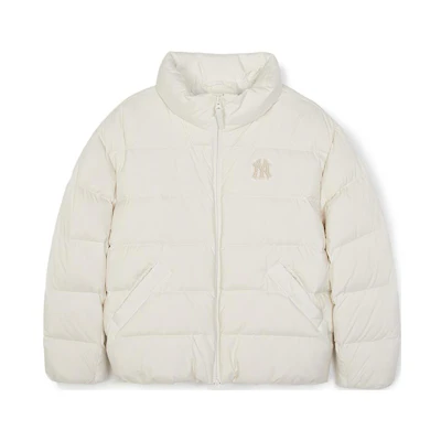 (Women) MLB New York Yankees White Puffer Jacket with Stand Collar. 3FDJB0736-50CRS