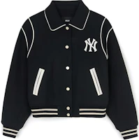 (Women) MLB New York Yankees Black Long Sleeve Casual Sports Jacket 3FJPV1046-50BKS (Women) MLB New York Yankees Black Long Sleeve Casual Sports Jacket 3FJPV1046-50BKS