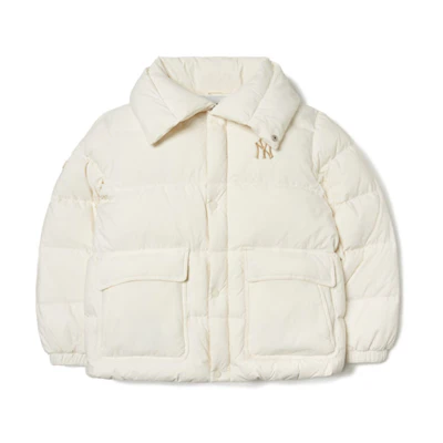 (Women) MLB New York Yankees Embroidered Logo Down Jacket Winter Ivory White. 3FDJW0216-50IVS