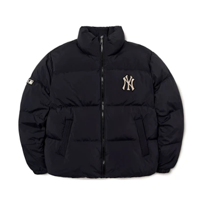 (Women) MLB New York Yankees Embroidered Logo Puffer Jacket Winter Black Short Zip 3FDJW0116-50BKS