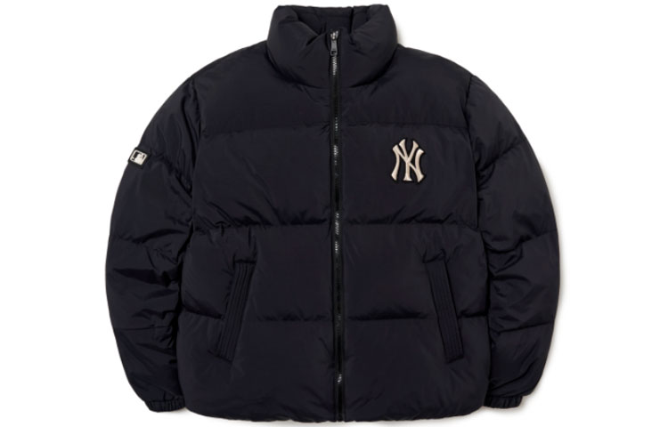Order (W) MLB 뉴욕 양키스 로고 자수 패딩 재킷 겨울 블랙 숏집업 3FDJW0116-50BKS