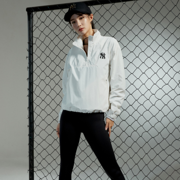 (Women) MLB New York Yankees Half-Zip Jacket Ivory White 3FWJ20014-50IVS 圖 4