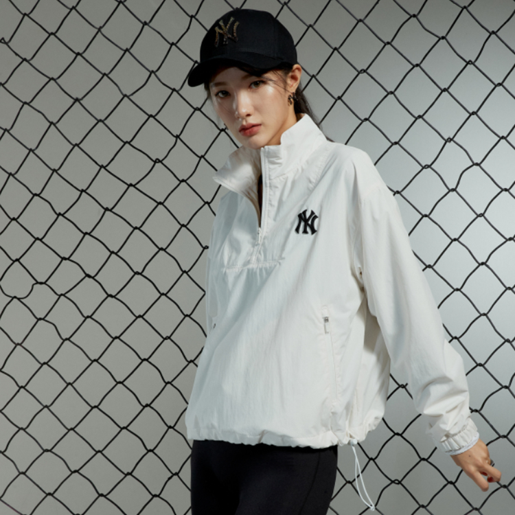 (Women) MLB New York Yankees Half-Zip Jacket Ivory White 3FWJ20014-50IVS 圖 5