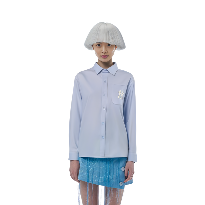 Details for (W) MLB ニューヨークヤンキース ロゴ 長袖シャツ ライトブルー 31WSU2111-50S