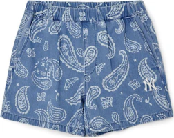 (Women) MLB Paisley Monogram Yankees Denim Shorts Blue - Soft, Breathable Casualwear 3FDPI0133-50SBL (Women) MLB Paisley Monogram Yankees Denim Shorts Blue - Soft, Breathable Casualwear 3FDPI0133-50SBL