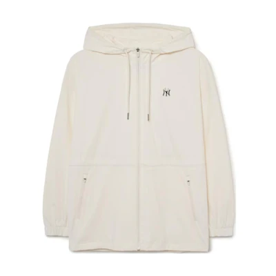 (Women) MLB Solid Logo Hoodie Jacket Cream White 3FWJB2134-50CRS