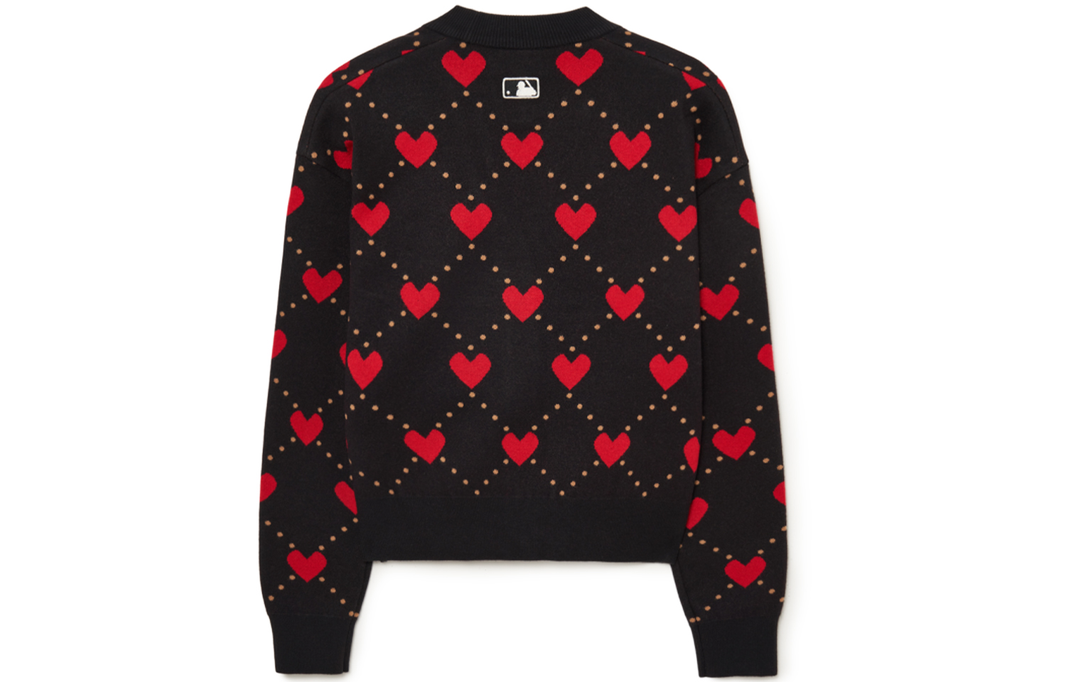 Lookbook (Women) MLB SS23 New York Yankees Heart Print Knit Cardigan Women Black. 3FKCH0234-50BKS