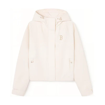 (Women) MLB SS24 Boston Red Sox Logo Cream Windbreaker Hoodie Jacket . 3FWJB0141-43CRM