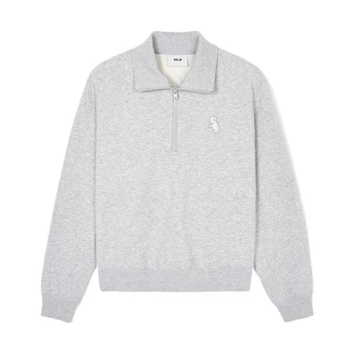 (Women) MLB SS24 Half-Zip Collar Lightweight Sweatshirt in Light Gray 3FMTB0341-44MGS
