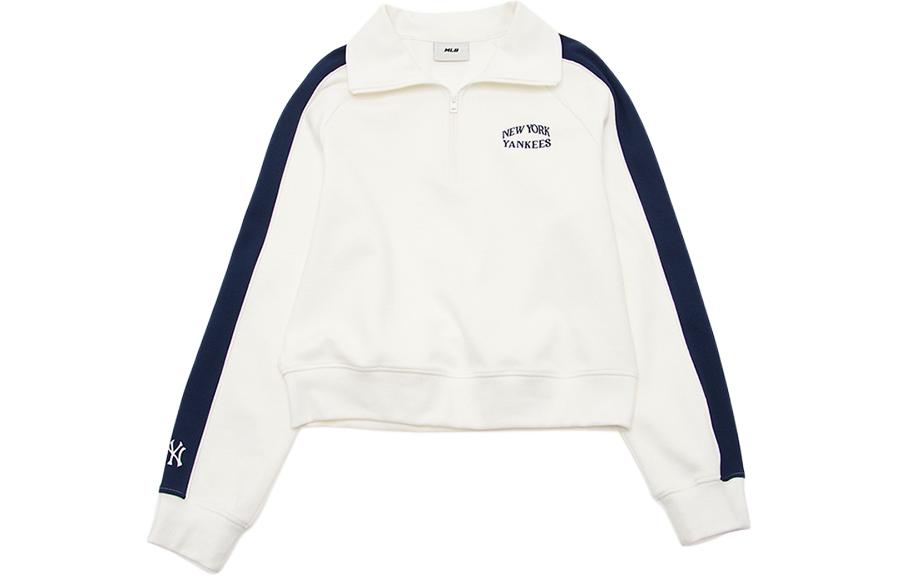 (Women) MLB SS24 New York Yankees Colorblock Half-Zip Sweatshirt Ivory - Women’s Casual 3FMTV1141-50IVS 圖 2