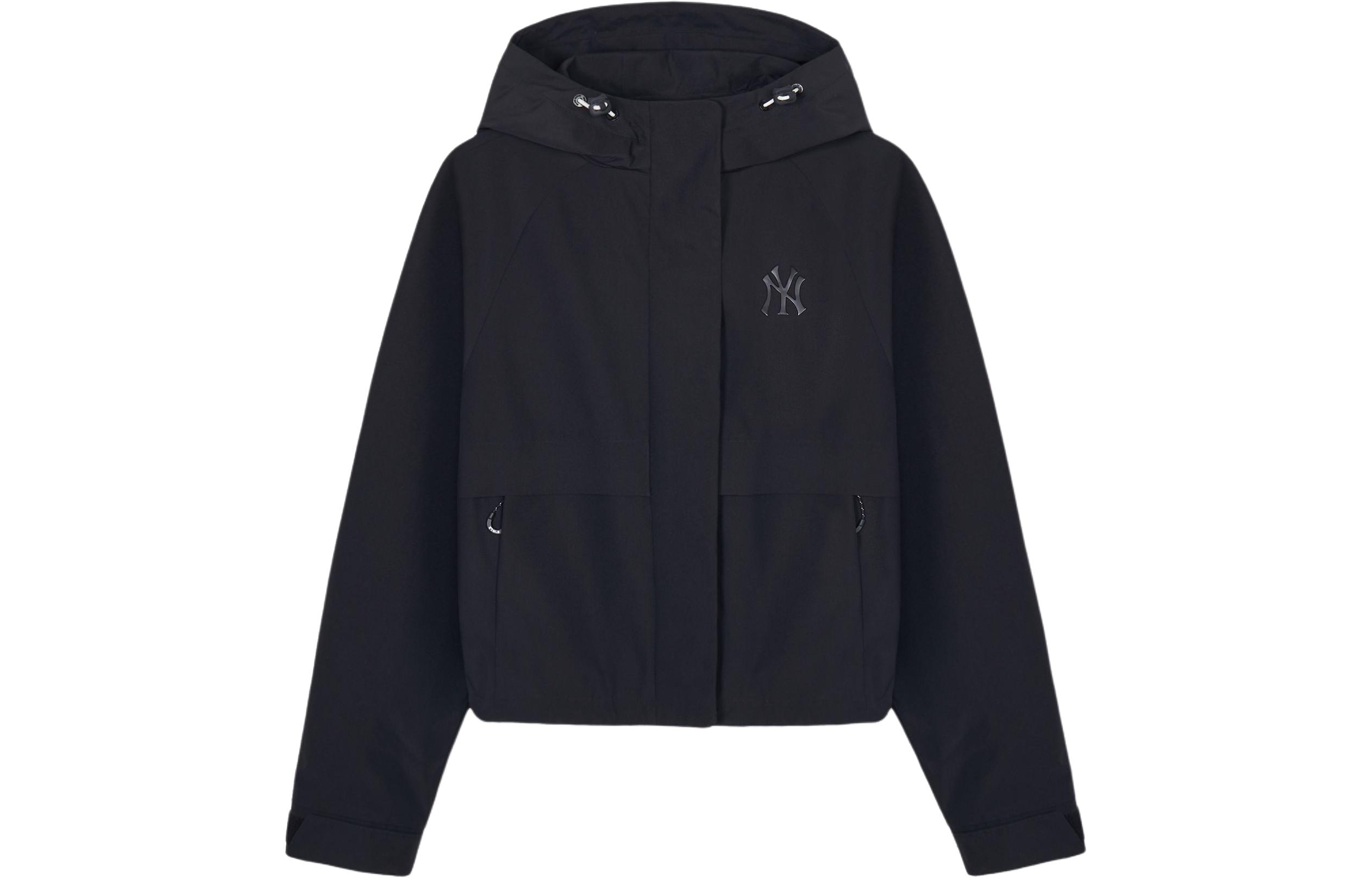 (Women) MLB SS24 New York Yankees Logo Hooded Windbreaker Jacket Women Black 3FWJB0141-50BKS