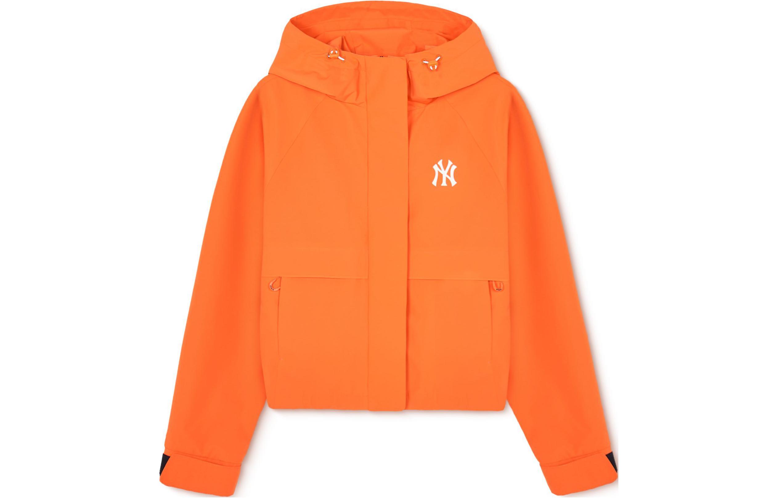 (Women) MLB SS24 New York Yankees Logo Windbreaker Jacket Orange 3FWJB0141-50ORD