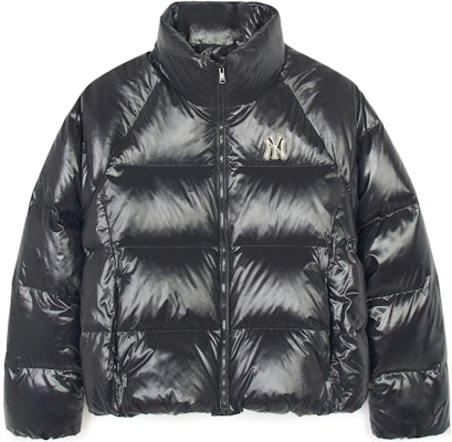 (W) MLB レディース NYヤンキース シャイニーパファージャケット ブラックラグランスリーブ 3FDJB0636-50BKS Buy (W) MLB レディース NYヤンキース シャイニーパファージャケット ブラックラグランスリーブ 3FDJB0636-50BKS