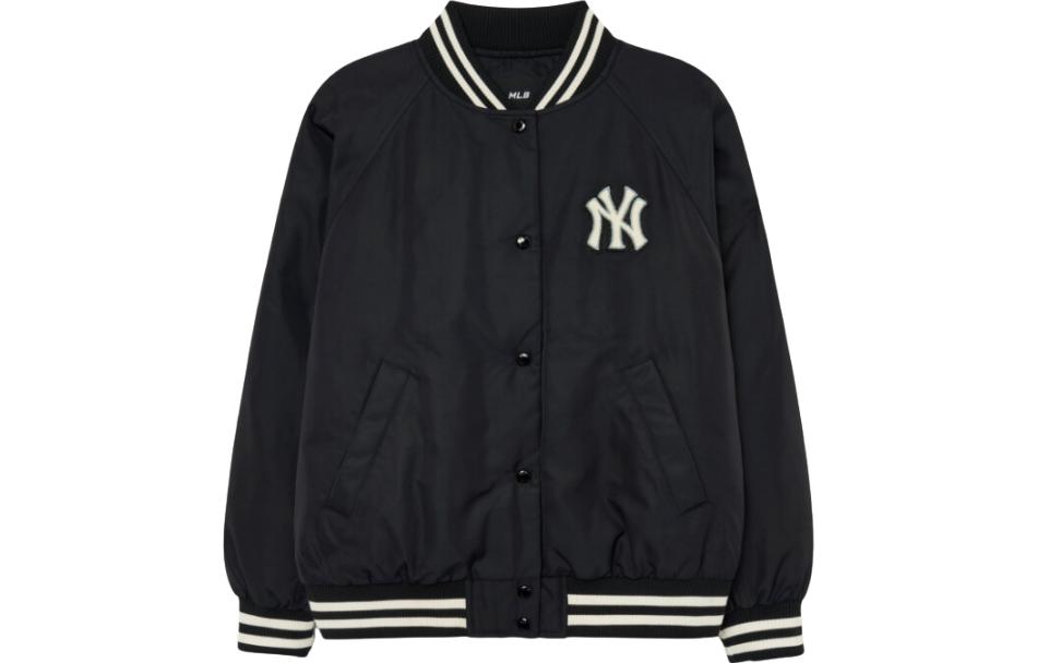 (Women) MLB Striped Logo Stand Collar Baseball Jacket Women’s Black Long Sleeve 3FDJV0136-50BKS 圖 2