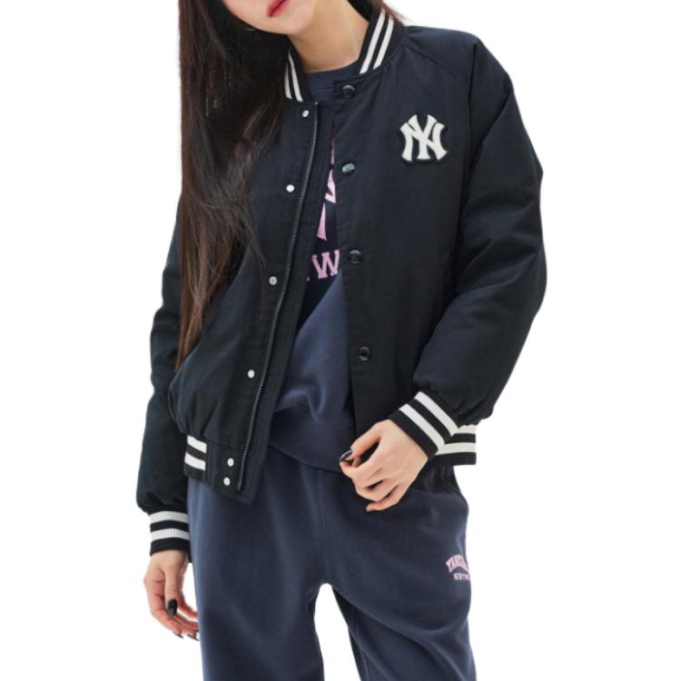 (Women) MLB Striped Logo Stand Collar Baseball Jacket Women’s Black Long Sleeve 3FDJV0136-50BKS 圖 6
