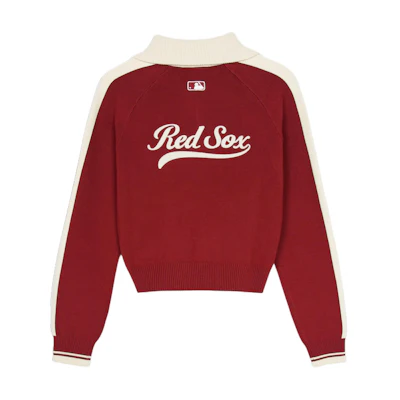 (Women) MLB Varsity Boston Red Sox Maroon Knit Long Sleeve Casual Sweater. 3FKPV0444-43WIS