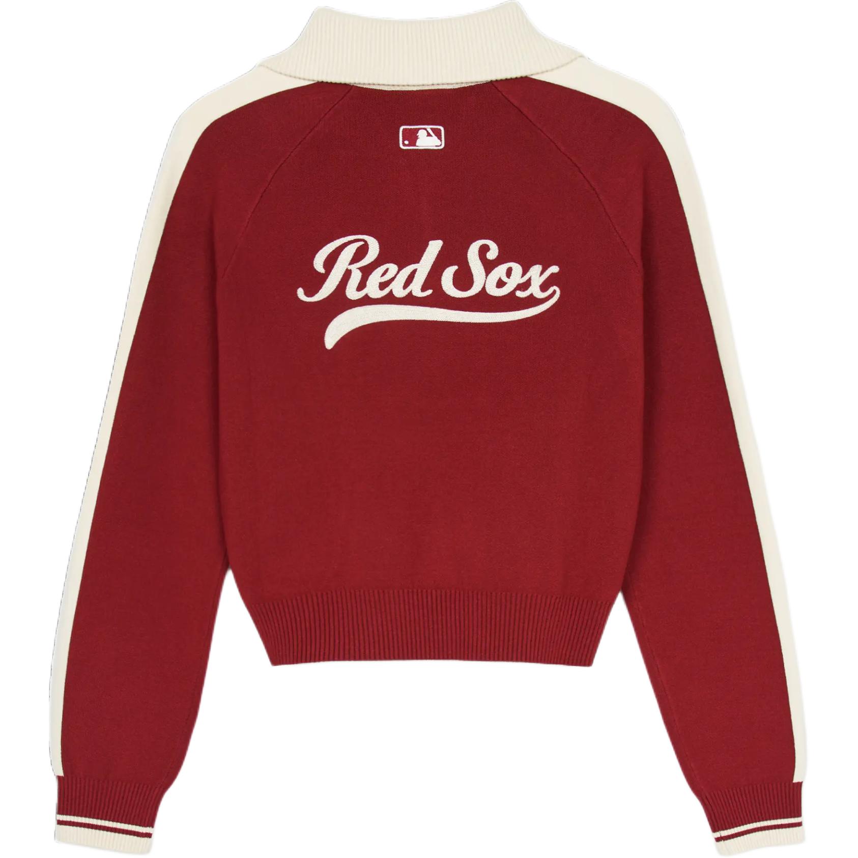 Order (Women) MLB Varsity Boston Red Sox  Maroon Knit Long Sleeve Casual Sweater. 3FKPV0444-43WIS