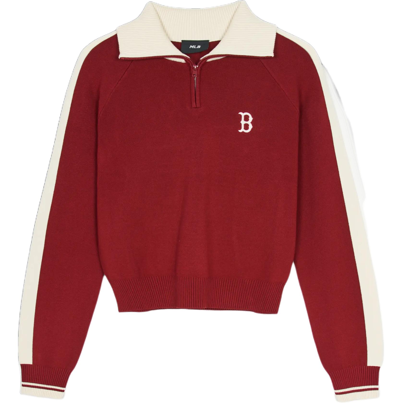 Lookbook (Women) MLB Varsity Boston Red Sox  Maroon Knit Long Sleeve Casual Sweater. 3FKPV0444-43WIS