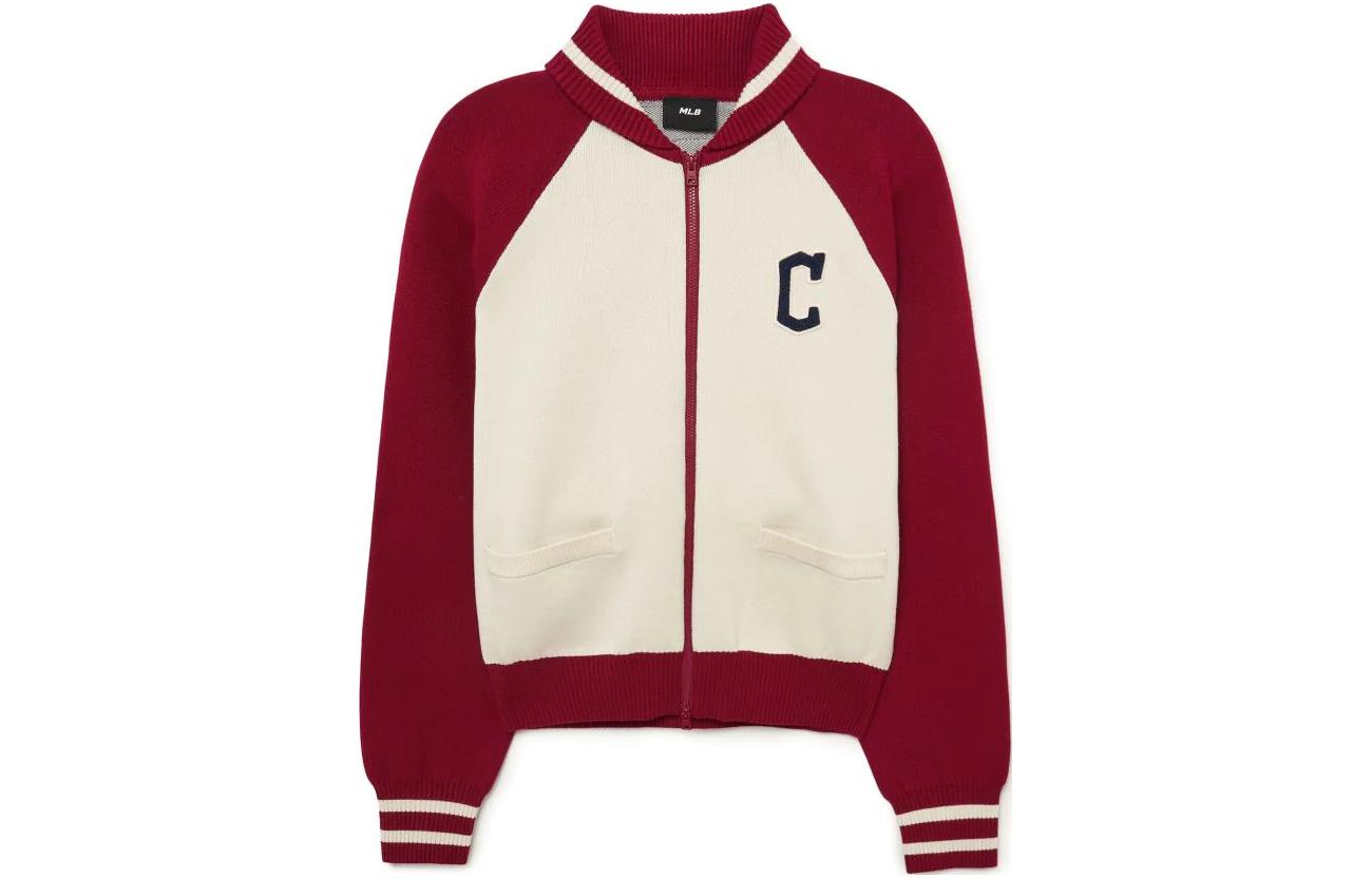 (Women) MLB Varsity Cardigan Cleveland Guardians Colorblock Knit Jacket Fashion. 3FKCV0134-45WIS