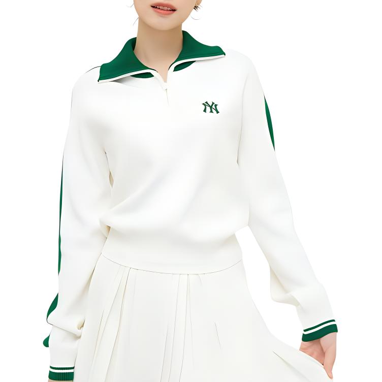 Shop (Women) MLB Varsity New York Yankees  Cream Half-Zip Sweatshirt. 3FKPV0444-50CRS