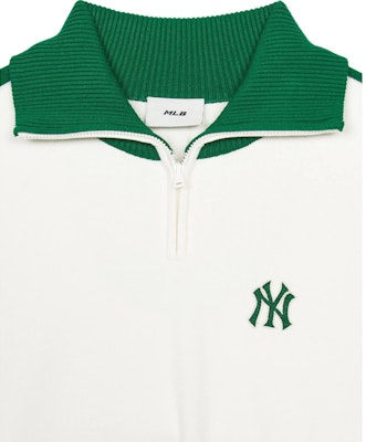 (Women) MLB Varsity New York Yankees Cream Half-Zip Sweatshirt. 3FKPV0444-50CRS Details for (Women) MLB Varsity New York Yankees Cream Half-Zip Sweatshirt. 3FKPV0444-50CRS