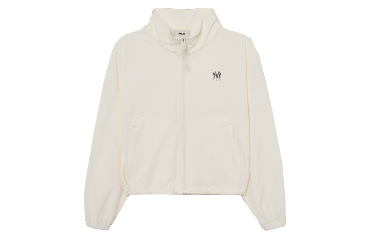 Order (Women) MLB White Casual Stand Collar Zip-Up Jacket 3FWJB2234-50CRS