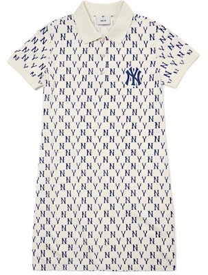 (W) MLB洋基队标志翻领短袖连衣裙奶油色休闲穿搭 3FOPM0223-50CRS Buy (W) MLB洋基队标志翻领短袖连衣裙奶油色休闲穿搭 3FOPM0223-50CRS