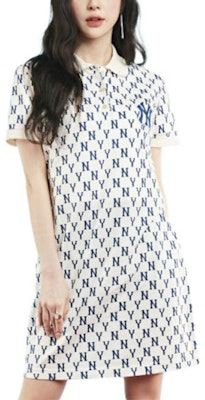 (W) MLB洋基队标志翻领短袖连衣裙奶油色休闲穿搭 3FOPM0223-50CRS Shop (W) MLB洋基队标志翻领短袖连衣裙奶油色休闲穿搭 3FOPM0223-50CRS